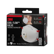 Lade das Bild in den Galerie-Viewer, 3M™ Cool Flow™ Partikelmaske 8833, FFP3, mit Ventil, 2er-Packung | Packung (1 Stück)