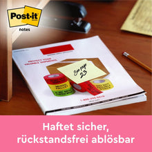 Lade das Bild in den Galerie-Viewer, Post-it® Notes, Gelb, 76 mm x 127 mm, 100 Blatt/Block, 12 Blöcke/Packung, Kartonverpackung, 100% PEF | Packung (1 Stück)
