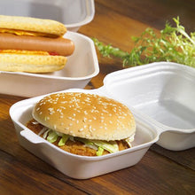 Lade das Bild in den Galerie-Viewer, Starpak 100 Hamburger-Boxen mit Klappdeckel, XPS 7,5 cm x 12 cm x 12 cm weiss | Schrumpffolie (100 Stück)

