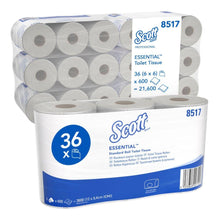 Lade das Bild in den Galerie-Viewer, Scott® Essential™ Toilettenpapier 8517 2-lagig 36 Rollen/21.600 Blatt | Karton (6 Päckchen)
