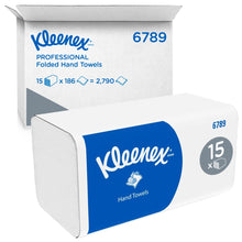 Lade das Bild in den Galerie-Viewer, Kleenex® Falthandtücher - Interfold / Weiß - 15 Clips  x 186 Sheets | Karton (15 Päckchen)
