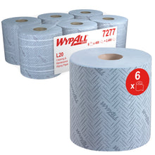 Lade das Bild in den Galerie-Viewer, WypAll® L20 Papierwischtuch für Instandhaltungsarbeiten - Zentralentnahme  / Blau /2-lagig - 6 Rolls  x 400 Sheets | Karton (6 Rollen)

