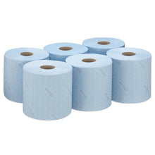 Lade das Bild in den Galerie-Viewer, WypAll® L10 Papierwischtuch für Lebensmittel &amp; Hygiene - Centrefeed for Reach+™ / Blau - 6 Rolls  x 630 Sheets | Karton (6 Rollen)
