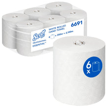 Lade das Bild in den Galerie-Viewer, Scott® Essential™ Handtücher - Rolle / Weiß - 6 Rolls  x 1 Sheet | Karton (6 Rollen)
