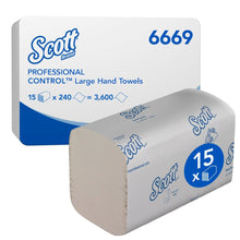 Lade das Bild in den Galerie-Viewer, Scott® Control™ Handtücher - gefaltet / Weiß /Groß - 15 Clips  x 240 Sheets | Karton (15 Päckchen)
