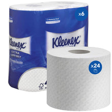 Lade das Bild in den Galerie-Viewer, Kleenex® Toilettenpapierrollen - Kleinrollen / Weiß /160 sc - 6 Packs  x 4 small rolls  x 160 Toilet Tissue Sheets | Karton (6 Päckchen)
