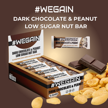 Lade das Bild in den Galerie-Viewer, #WEGAIN Dark Chocolate &amp; Peanut Low Sugar Nut Bar 40g - Tray a 12 Riegel
