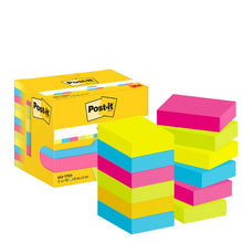 Lade das Bild in den Galerie-Viewer, Post-it® Notes, Energetic Collection, 38 mm x 51 mm, 100 Blatt/Block, 12 Blöcke/Packung, Kartonverpackung, 100% PEFC, SGSCH-PEFC-COC-110078 | Packung (1 Stück)
