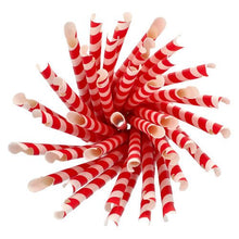 Lade das Bild in den Galerie-Viewer, PAPSTAR Trinkhalme mit Löffel, rot/weiß "Stripes", 23 cm, Ø 10 mm | Folie (200 Stück)
