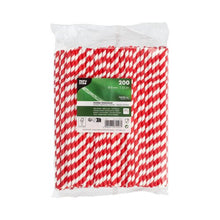 Lade das Bild in den Galerie-Viewer, PAPSTAR Trinkhalme Papier rot/weiß "Stripes", flexibel, 22 cm | Folie (200 Stück)
