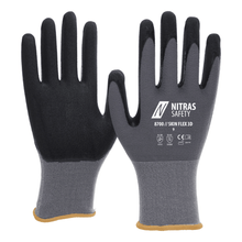 Lade das Bild in den Galerie-Viewer, NITRAS SKIN FLEX Strickhandschuhe, Spezial-Stretch-Strick, grau, teilbeschichtet
