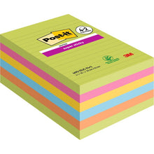 Lade das Bild in den Galerie-Viewer, Post-it® Super Sticky Notes im Großformat, Verschiedene Farben, Liniert, 101 mm x 152 mm, Promotion, 90 Blatt/Block, 4 Blöcke + 2 Gratis/Packung, 100% PEFC, SGSCH-PEFC-COC-110078 | Packung (1 Stück)
