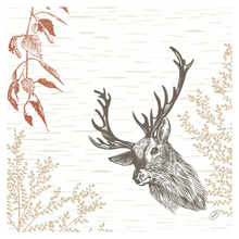 Lade das Bild in den Galerie-Viewer, Bio-Dunisoft Holzdekor mit Reh-Motiv, 40x40 cm | Packung (60 Servietten)

