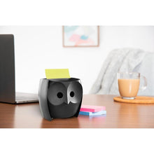 Lade das Bild in den Galerie-Viewer, Post-it® Z-Notes Dispenser, Eule, Schwarz + Post-it® Super Sticky Z-Notes,  45 Blatt/Block, 2 Blöcke/Packung | Packung (1 Stück)
