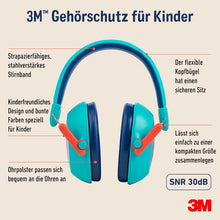 Lade das Bild in den Galerie-Viewer, 3M™Gehörschutz für Kinder mit Gehörschutz PKIDSP-TEAL-E, türkis (87-98 dB) | Packung (1 Stück)
