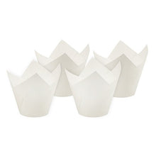 Lade das Bild in den Galerie-Viewer, PAPSTAR Backförmchen "Tulip" Ø 5 cm, 8,5 cm, weiß, ideal zum Backen | Folie (200 Stück)
