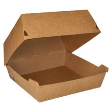Lade das Bild in den Galerie-Viewer, PAPSTAR Burgerboxen, Pappe braun, 9x18,5x18,5 cm, "100% Fair" | Folie (25 Stück)
