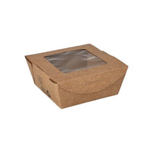 Lade das Bild in den Galerie-Viewer, PAPSTAR 40 Feinkostboxen, Pappe mit Sichtfenster aus PLA "pure" eckig braun "100% Fair"
