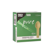 Lade das Bild in den Galerie-Viewer, PAPSTAR Holz-Löffel "pure" 7,6 cm, ideal für Fingerfood | Papptray (100 Stück)

