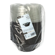 Lade das Bild in den Galerie-Viewer, Starpak 25 Salatschalen, PET 600 ml Ø 16,6 cm · 5,9 cm schwarz "Snap It" mit Deckel R-PET glasklar | Folie (25 Stück)
