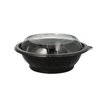 Lade das Bild in den Galerie-Viewer, Starpak 25 Salatschalen, PET 600 ml Ø 16,6 cm · 5,9 cm schwarz "Snap It" mit Deckel R-PET glasklar | Folie (25 Stück)
