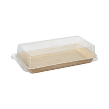 Lade das Bild in den Galerie-Viewer, Starpak 10 Sushi-Schalen Palmblatt eckig mit rPET Deckel "Kombipack"
