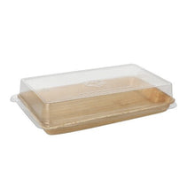 Lade das Bild in den Galerie-Viewer, Starpak 10 Sushi-Schalen Palmblatt eckig mit rPET Deckel "Kombipack"
