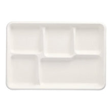 Lade das Bild in den Galerie-Viewer, PAPSTAR 25 Menü-Trays, Zuckerrohr "pure" 5-geteilt weiss

