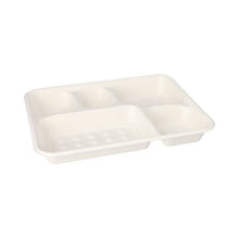 Lade das Bild in den Galerie-Viewer, PAPSTAR 25 Menü-Trays, Zuckerrohr "pure" 5-geteilt weiss
