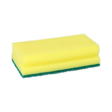 Lade das Bild in den Galerie-Viewer, Starpak 3 Topfreiniger, Schwamm Jumbo eckig 4,1 cm x 14,8 cm x 8,5 cm gelb/grün mit Griffrille, kratzend | Banderole (3 Stück)
