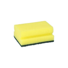 Lade das Bild in den Galerie-Viewer, Starpak 6 Topfreiniger, Schwamm eckig 4,1 cm x 9,5 cm x 6,8 cm gelb/grün mit Griffrille, kratzend | Banderole (6 Stück)
