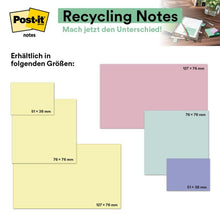 Lade das Bild in den Galerie-Viewer, Post-it® Recycling Notes, 38 mm x 51 mm, 100 Blatt/Block, 100% PEFC
