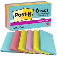 Lade das Bild in den Galerie-Viewer, Post-it® Super Sticky Notes, 76 mm x 127 mm, 90 Blatt/Block, 100% PEFC
