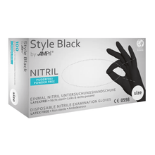 Lade das Bild in den Galerie-Viewer, AMPri STYLE BLACK Nitrilhandschuhe puderfrei by MED-COMFORT, Schwarz
