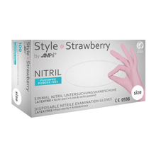 Lade das Bild in den Galerie-Viewer, AMPri STYLE STRAWBERRY Nitrilhandschuhe puderfrei by MED-COMFORT, Rosa
