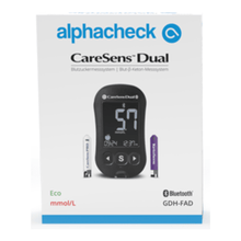 Lade das Bild in den Galerie-Viewer, Alphacheck CareSens DUAL Blutzuckermessgerät eco | Packung (1 Stück)
