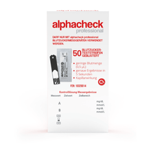 Lade das Bild in den Galerie-Viewer, Alphacheck professional Blutzuckerteststreifen, geblistert | Packung (50 Stück)
