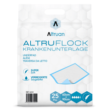 Lade das Bild in den Galerie-Viewer, Altruflock® Bettschutzunterlagen 60 x 90cm Supersoft Extrem Saugfähig | Packung (25 Stück)
