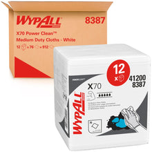 Lade das Bild in den Galerie-Viewer, WypAll® X70 PowerClean - Viertelgefaltet / Weiß - 12 Bags  x 76 Sheets | Karton (12 Beutel)
