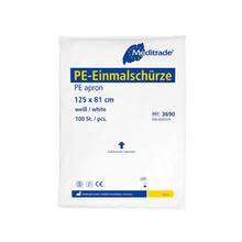 Lade das Bild in den Galerie-Viewer, Meditrade PE-Einmalschürze, blau - 50 Stück | Packung (50 Stück)
