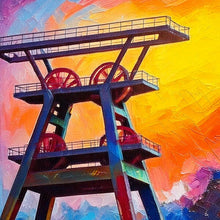 Lade das Bild in den Galerie-Viewer, Ruhrpott Förderturm in Öl - Premiumdruck
