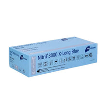 Lade das Bild in den Galerie-Viewer, Meditrade Nitril® 3000 X-Long 100 Stk. Nitrilhandschuhe extralang, blau
