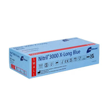 Lade das Bild in den Galerie-Viewer, Meditrade Nitril® 3000 X-Long 100 Stk. Nitrilhandschuhe extralang, blau
