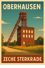 Lade das Bild in den Galerie-Viewer, Zeche Sterkrade Oberhausen – Retro Poster im 70er-Look
