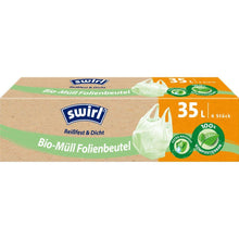 Lade das Bild in den Galerie-Viewer, Swirl Bio-Müll Folienbeutel mit Tragegriff 35 l Reißfest &amp; Dicht quer | Rolle (6 Beutel)
