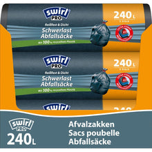 Lade das Bild in den Galerie-Viewer, Swirl Schwerlast-Säcke Profi mit Zugband 240 l Reißfest &amp; Dicht | Rolle (5 Beutel)
