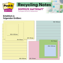 Lade das Bild in den Galerie-Viewer, Post-it® Super Sticky 100 % Recycling Notes, Verschiedene Farben, Liniert, 102 mm x 152 mm, 45 Blatt/Block, 4 Blöcke/Packung, 100% PEFC, SGSCH-PEFC-COC-110078 | Packung (1 Stück)
