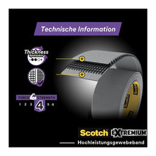 Lade das Bild in den Galerie-Viewer, Scotch® Extremium™ No Residue Hochleistungs-Gewebeklebeband, 18,2 m x 48 mm, 1 Rolle/Pake | Packung (1 Rolle)
