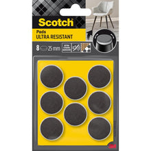 Lade das Bild in den Galerie-Viewer, Scotch® Extrembeständige Filzpads SP87A35, selbsthaftend, grau/selbsthaftend, weiß, Ø 25 mm, 8/Packung | Packung (1 Stück)
