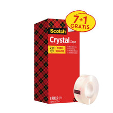 Lade das Bild in den Galerie-Viewer, Scotch® Crystal Klebeband, transparent, Vorteilspack, 8 Rollen, 19 mm x 33 m | Packung (1 Stück)
